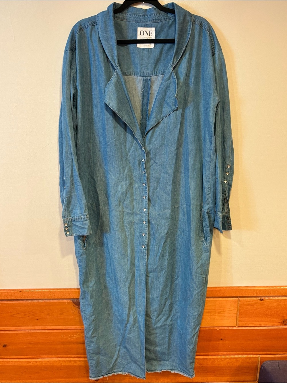 ONE by One Teaspoon Denim Shirt Dress Light Wash Relaxed Oversized Midi Small
